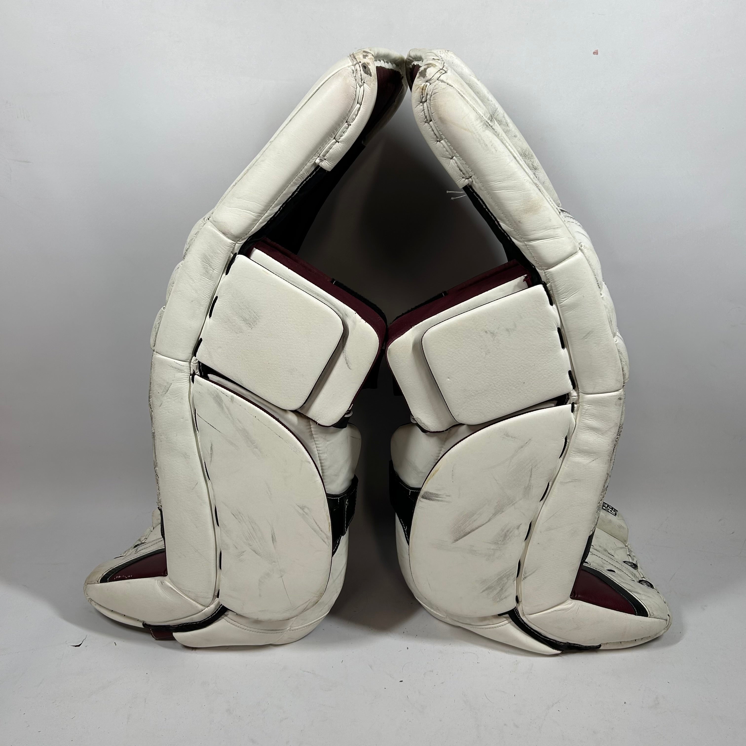 CCM Extreme Flex 4 - Jambières de gardien de but senior Pro Stock d'occasion (blanc/marron)